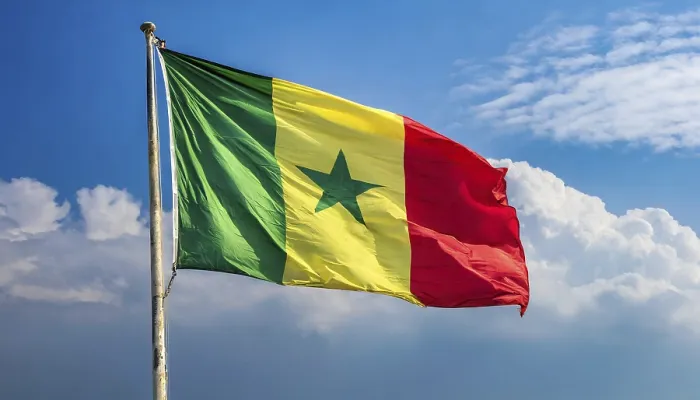 Framed Print : The Flag of Senegal Print - Blue Sky Background Framed Print : The Flag of Senegal Print - Blue Sky Background