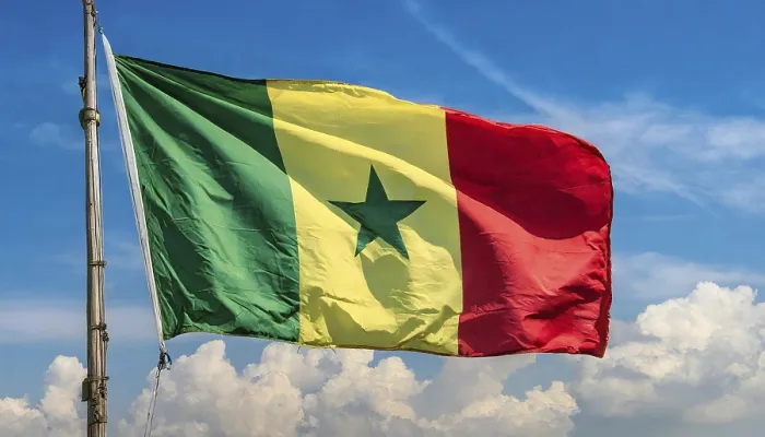 Framed Print : The Flag of Senegal Print - Isolated Against Blue Sky Framed Print : The Flag of Senegal Print - Isolated Against Blue Sky