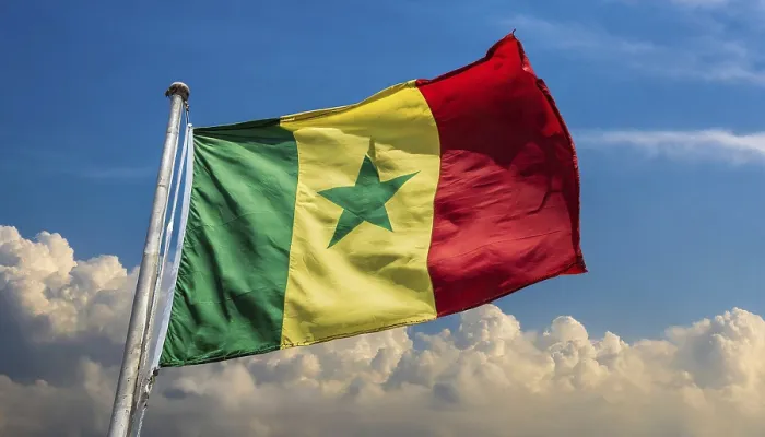 Framed Print : The Flag of Senegal Print: Blue Sky Scene Framed Print : The Flag of Senegal Print: Blue Sky Scene