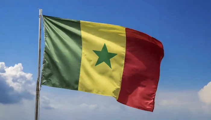 Framed Print : The Flag of Senegal Print - Blue Sky Background Framed Print : The Flag of Senegal Print - Blue Sky Background