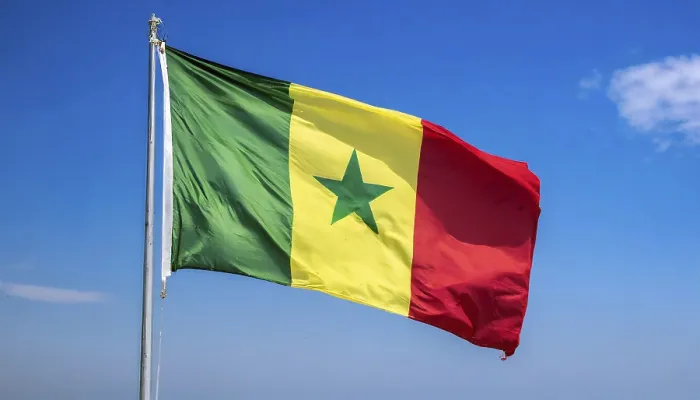 Framed Print : The Flag of Senegal Print: Blue Sky Background Framed Print : The Flag of Senegal Print: Blue Sky Background