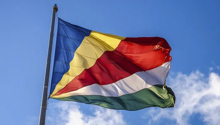Framed Print : Seychelles Flag Print - Blue Sky Framed Print : Seychelles Flag Print - Blue Sky
