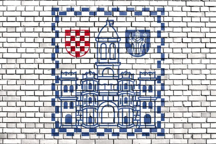 Framed Print : Flag of Split Print on Brick Wall Framed Print : Flag of Split Print on Brick Wall