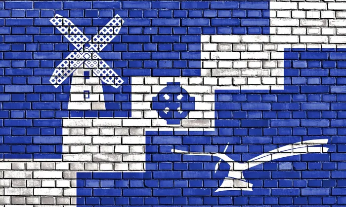 Framed Print : Flag of Staining Painted Print on Brick Wall Framed Print : Flag of Staining Painted Print on Brick Wall