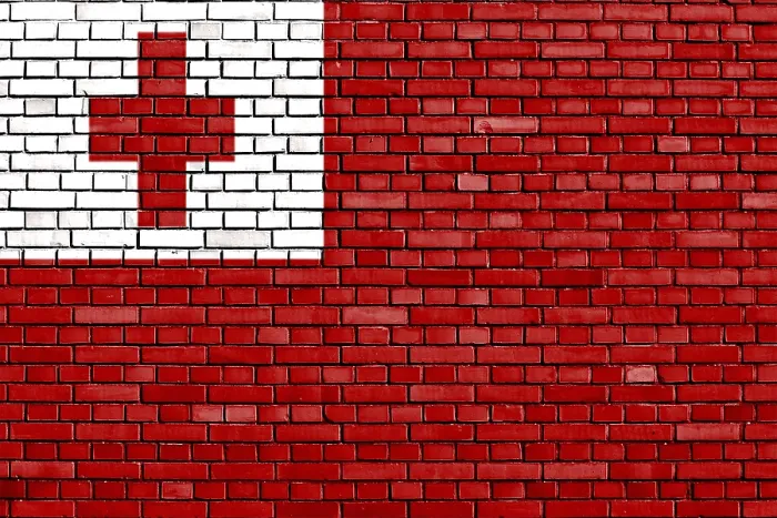 Framed Print : Flag of Tonga Painted on Brick Wall Print Framed Print : Flag of Tonga Painted on Brick Wall Print