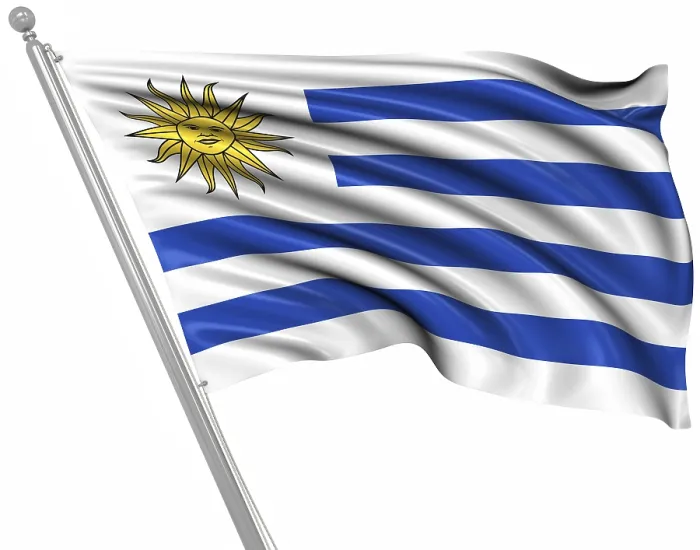 Framed Print : Computer Generated 3D Rendered Print of the Flag of Uruguay