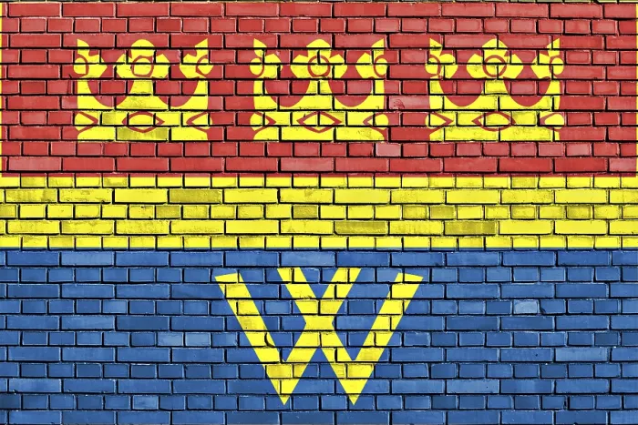 Framed Print : Flag of Vyborg Painted on Brick Wall Print Framed Print : Flag of Vyborg Painted on Brick Wall Print
