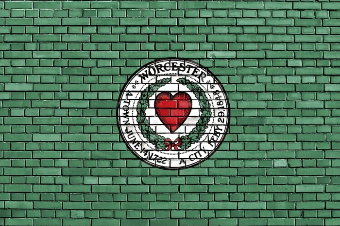 Framed Print : Flag of Worcester Painted Print on Brick Wall Framed Print : Flag of Worcester Painted Print on Brick Wall