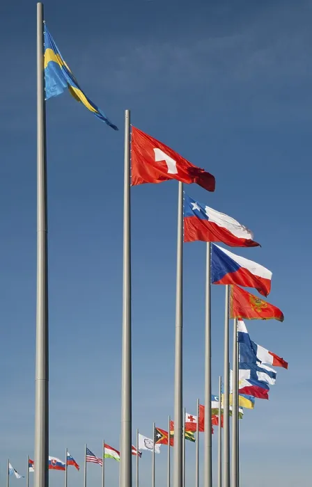 Framed Print : Flags of the World Print: Blue Sky Background