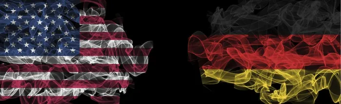 Framed Print : USA and Germany Flags Print on Black Background Framed Print : USA and Germany Flags Print on Black Background