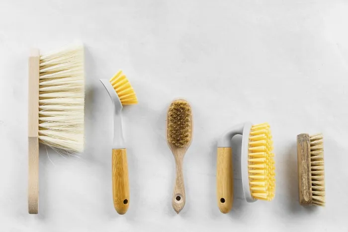 Framed Print : Flat Lay Cleaning Brushes Print