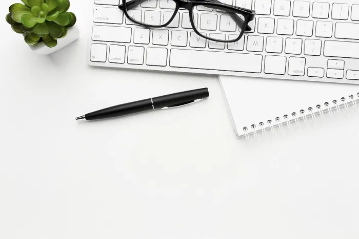 Framed Print : Flat Lay Desk Items Print