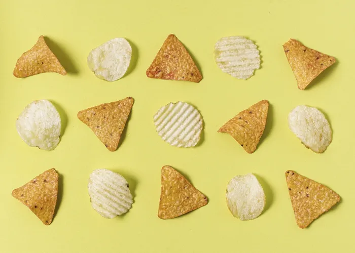 Framed Print : High-Quality Print of Flat Lay Nacho Chips with Potato Chips Framed Print : High-Quality Print of Flat Lay Nacho Chips with Potato Chips