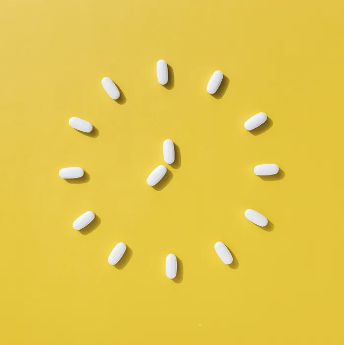 Framed Print : Flat lay pills making clock shape Print Framed Print : Flat lay pills making clock shape Print