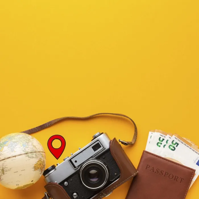 Framed Print : Flat Lay Tourist Objects Print Framed Print : Flat Lay Tourist Objects Print