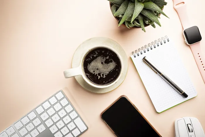 Framed Print : Flat Lay Office Desk Print with Green Succulent Framed Print : Flat Lay Office Desk Print with Green Succulent