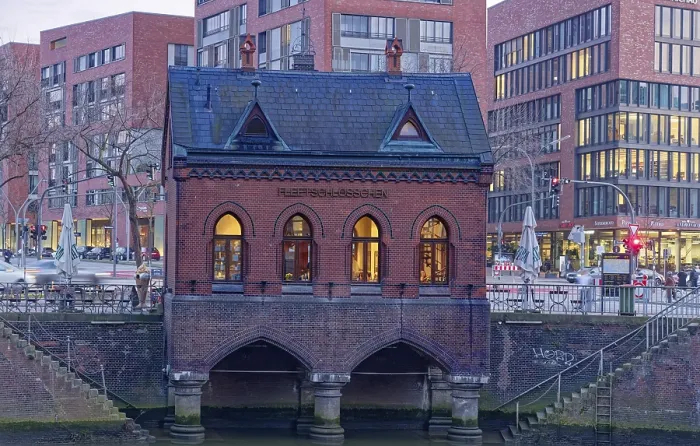 Framed Print : The Fleetschlosschen Restaurant Print, Speicherstadt Hamburg Framed Print : The Fleetschlosschen Restaurant Print, Speicherstadt Hamburg