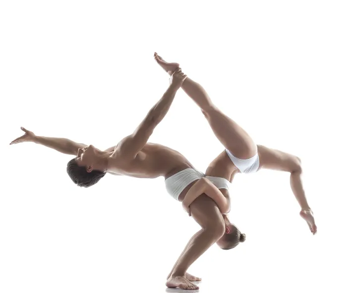 Framed Print : Two Flexible Acrobats Print in Studio Isolation Framed Print : Two Flexible Acrobats Print in Studio Isolation
