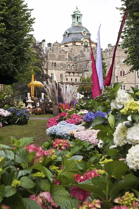 Framed Print : Flowers in front of the castle Print, Lower Saxony, Germany