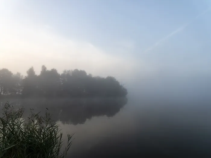 Framed Print : Fog and Reflections on the Lake Print, Spreewald Germany Framed Print : Fog and Reflections on the Lake Print, Spreewald Germany