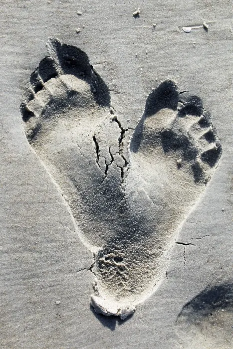Framed Print : Two Footprints in the Sand Print