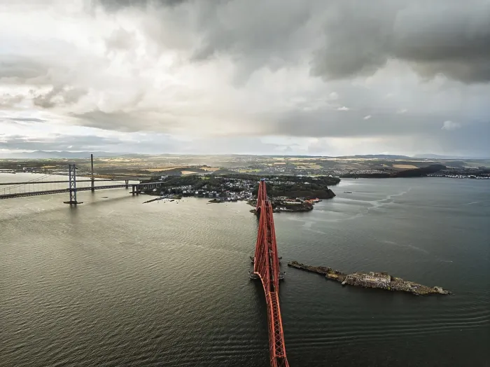 Framed Print : Forth Bridge Print from a Drone, Scotland Framed Print : Forth Bridge Print from a Drone, Scotland