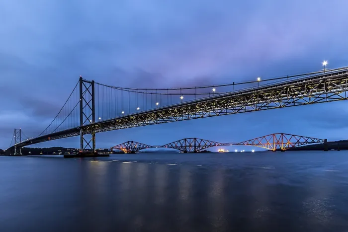Framed Print : The Forth Road Bridge Print with the Forth Bridge