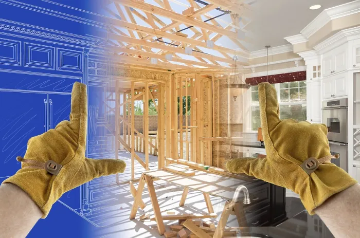 Framed Print : Framing Hands with Gloves Over Kitchen Drawing Print Framed Print : Framing Hands with Gloves Over Kitchen Drawing Print