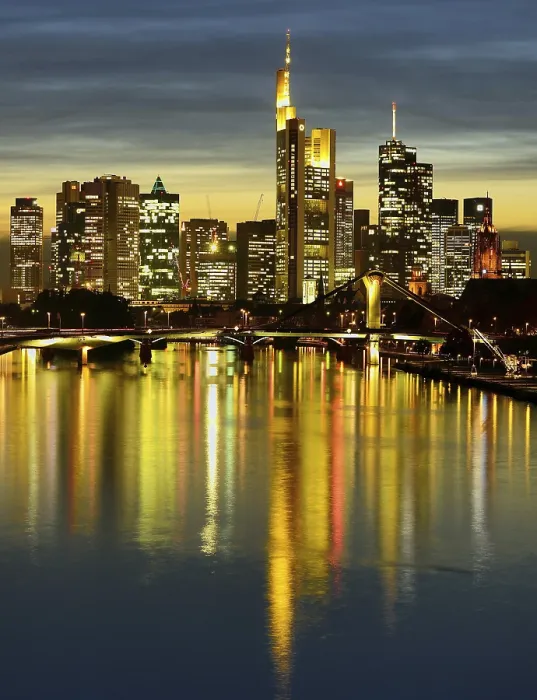 Framed Print : Frankfurt Skyline Print at Sunset Framed Print : Frankfurt Skyline Print at Sunset