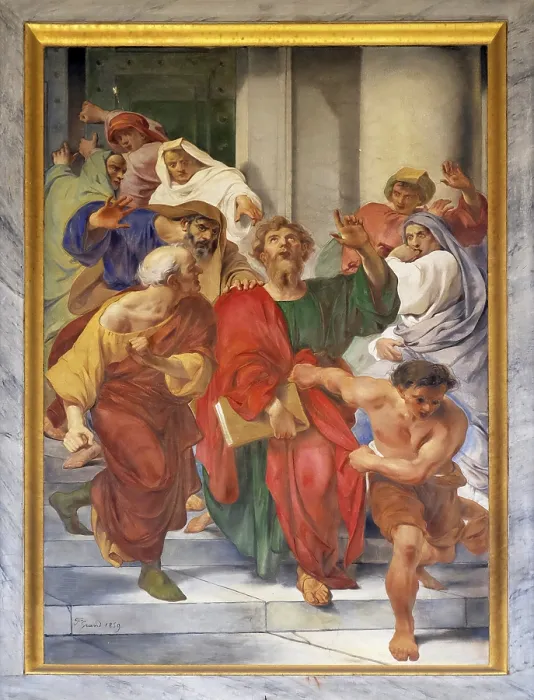 Framed Print : The Fresco: St Paul Dragged from the Temple Print, Rome