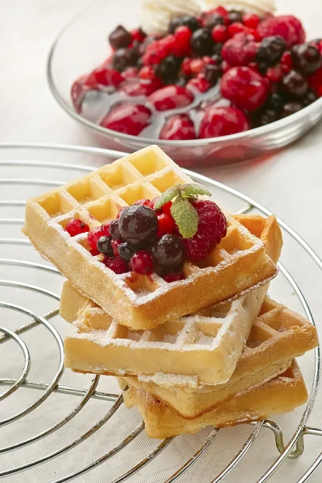 Framed Print : Fresh Waffles with Fruit Print Framed Print : Fresh Waffles with Fruit Print