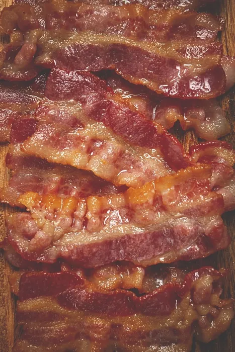 Framed Print : Fried Bacon Print - Top View Close-Up Framed Print : Fried Bacon Print - Top View Close-Up