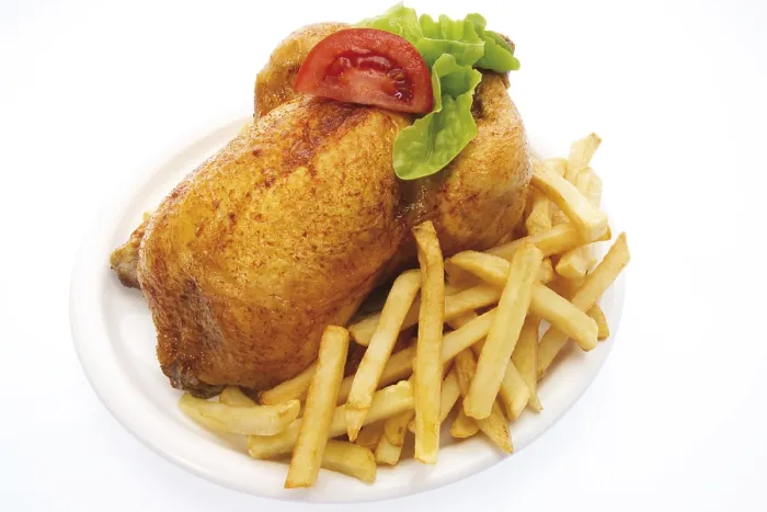 Framed Print : Fried Chicken with Chips Print Framed Print : Fried Chicken with Chips Print