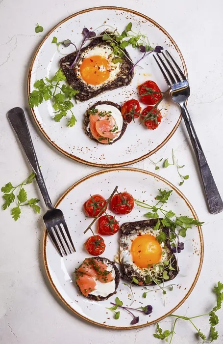 Framed Print : Breakfast Print with Whole Grain Bread and Salmon
