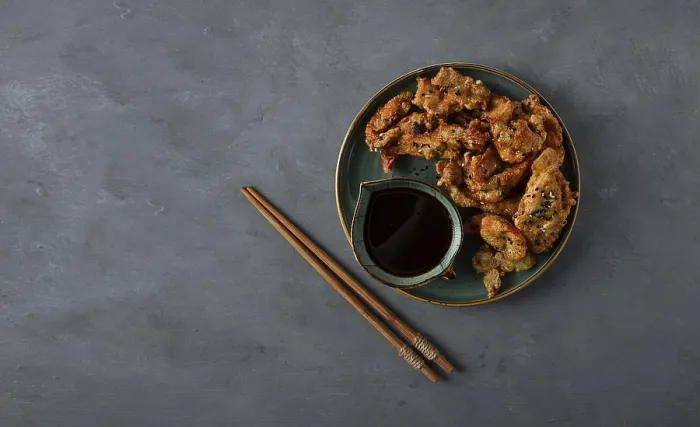 Framed Print : Print of Deep-Fried Meat in Batter with Sesame Seeds