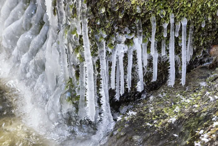 Framed Print : Spring Thaw Print: Frost on River Stone Framed Print : Spring Thaw Print: Frost on River Stone