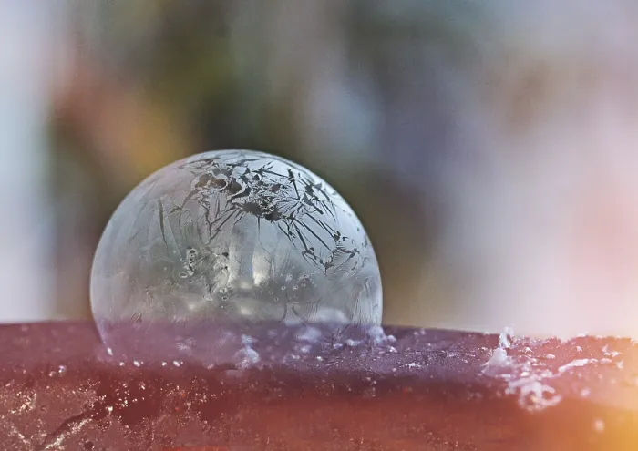 Framed Print : Frozen Soap Bubble Winter Print