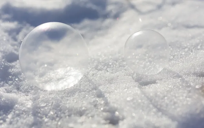 Framed Print : Frozen Soap Bubbles in Snow Print Framed Print : Frozen Soap Bubbles in Snow Print
