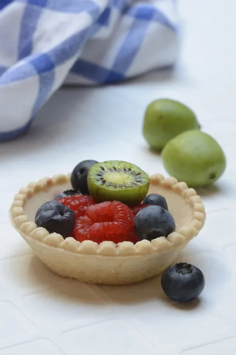 Framed Print : Fruit Tartlet Print with Raspberry, Blueberry and Kiwi Framed Print : Fruit Tartlet Print with Raspberry, Blueberry and Kiwi