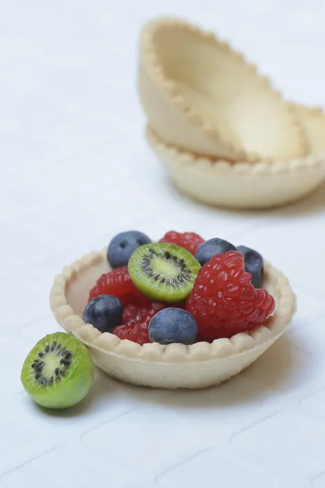 Framed Print : Fruit Tartlet Print with Raspberry, Blueberry and Kiwi Framed Print : Fruit Tartlet Print with Raspberry, Blueberry and Kiwi