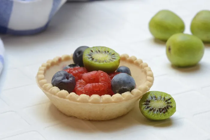Framed Print : Fruit Tartlet Print with Raspberry, Blueberry and Mini Kiwi Framed Print : Fruit Tartlet Print with Raspberry, Blueberry and Mini Kiwi