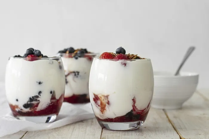 Framed Print : Fruit Yogurt Glasses Print - High Quality Composition Framed Print : Fruit Yogurt Glasses Print - High Quality Composition