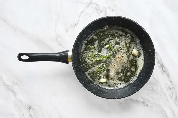 Framed Print : Aromatic Frying Pan on Marble Print Framed Print : Aromatic Frying Pan on Marble Print