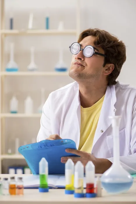 Framed Print : Funny Crazy Chemist Doing Experiments and Tests Print Framed Print : Funny Crazy Chemist Doing Experiments and Tests Print