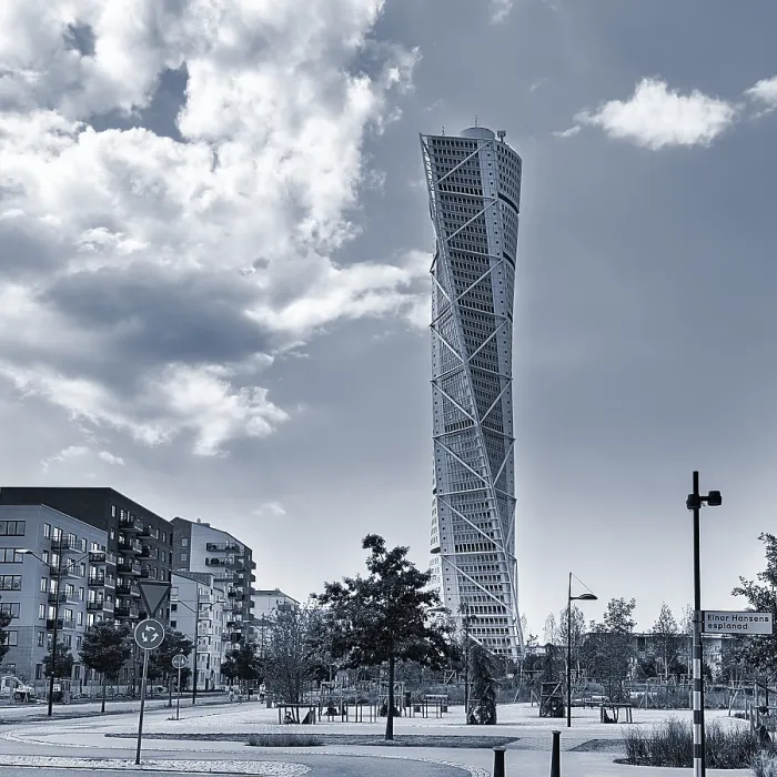 Framed Print : Turning Torso Futuristic Skyscraper Print, Malmo, Sweden Framed Print : Turning Torso Futuristic Skyscraper Print, Malmo, Sweden
