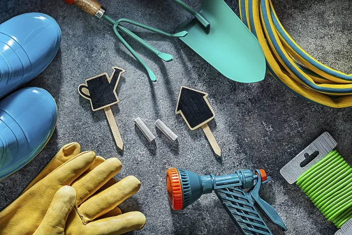 Framed Print : Garden Tools Print on Dark Background Framed Print : Garden Tools Print on Dark Background
