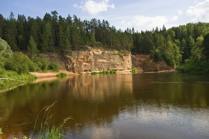 Framed Print : Gauja River Print with Devonian Sandstone Cliffs, Latvia Framed Print : Gauja River Print with Devonian Sandstone Cliffs, Latvia