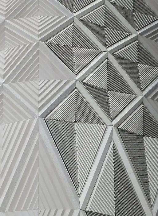 Framed Print : Geometric White Patterns Print of Modern Building Wall Framed Print : Geometric White Patterns Print of Modern Building Wall