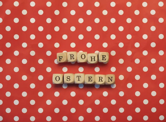 Framed Print : German Print Happy Easter with Dotted Background Framed Print : German Print Happy Easter with Dotted Background
