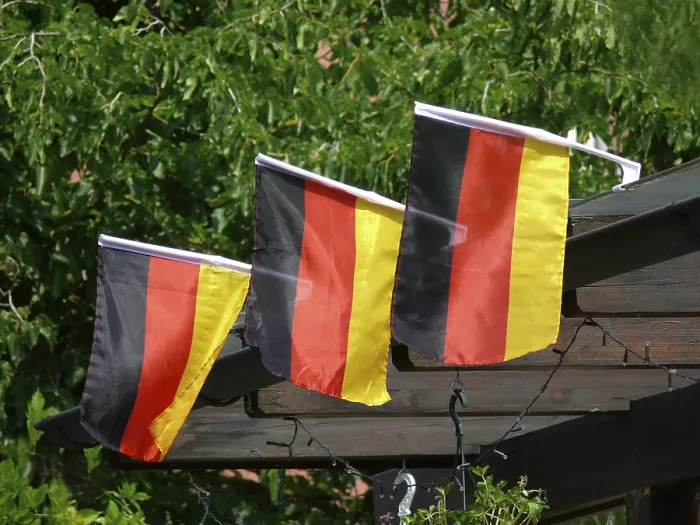Framed Print : Germany Flags Print: Colorful Banners on Window Framed Print : Germany Flags Print: Colorful Banners on Window